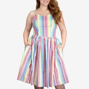 Magnolia Park Unique Vintage Rainbow Stripe Dress